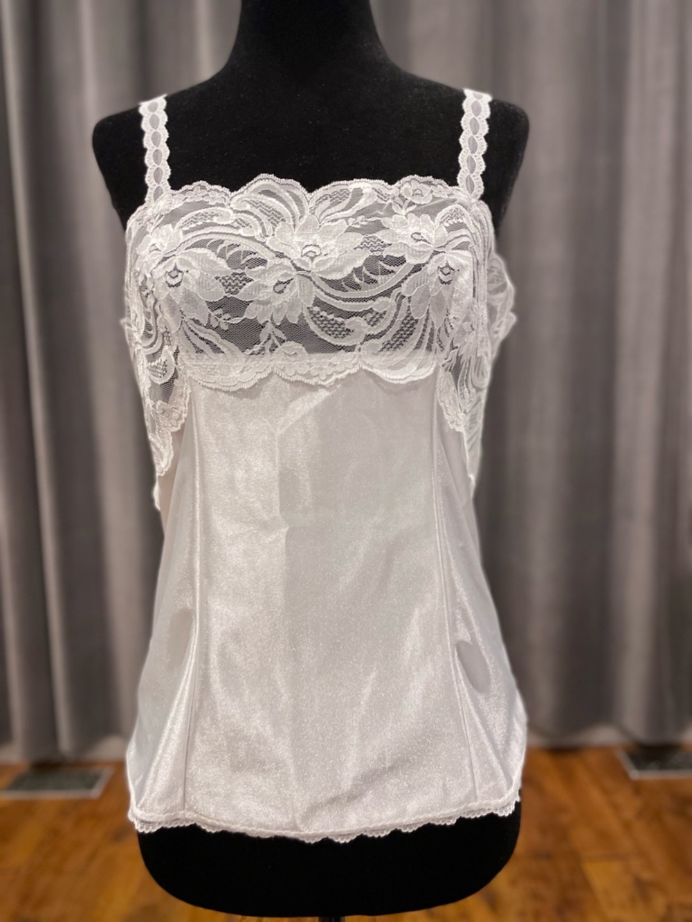 Vintage white nylon and lace camisole